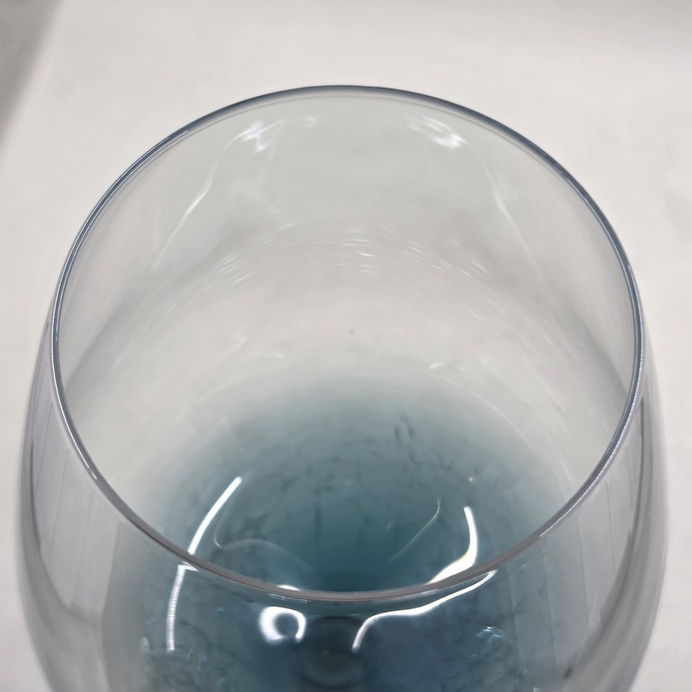 Pier 1 Teal Blue Crackle White Wine Glass 16 Oz 8-7/8" - Picture 3 of 5